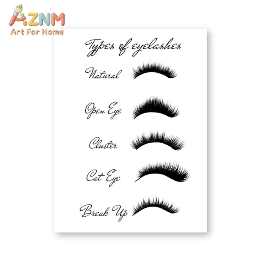 AZNM Wandkunst Leinwandbild für Schönheitssalons mit Augenbrauen und Wimpern Motiv in Weiß und modernem Abstract-Stil - Bild 2