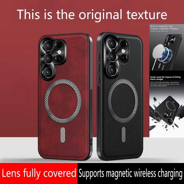 Magnetische Leder-Handyhülle für Samsung Galaxy S26 S25 S24 S23 S22 S21 Plus Ultra FE in Schwarz oder Rot - Bild 1