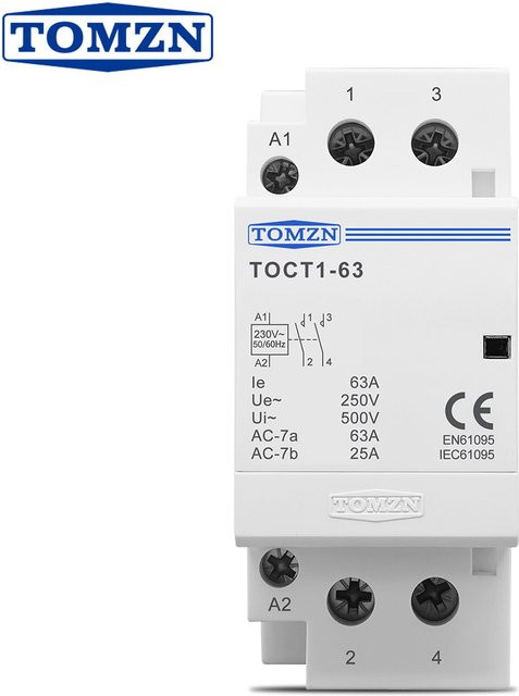 TOMZN TOCT1 AC-Modulschütz für DIN-Schiene, 40A/63A, 220V/230V/400V, 2NO+1NO+1NC+2NC, Weiß - Bild 1
