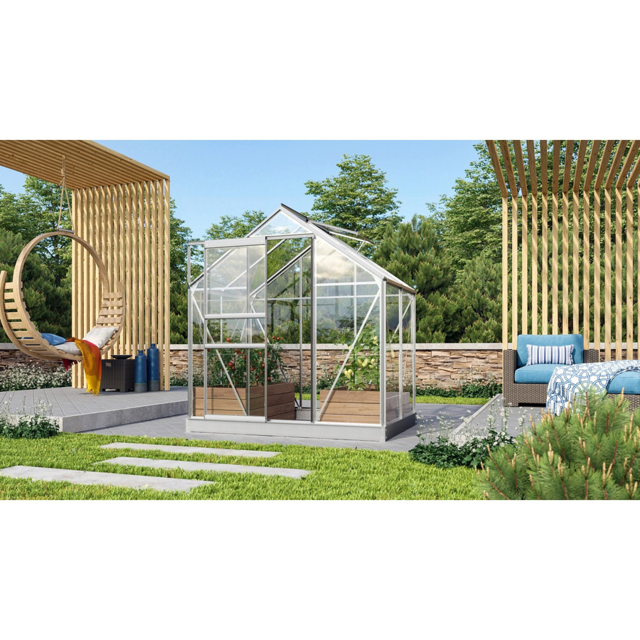 Vitavia Gewächshaus Venus 2500 aus Aluminium Eloxiert in Silber mit Sicherheitsglas und Fundament, 2,5 m² - Bild 2