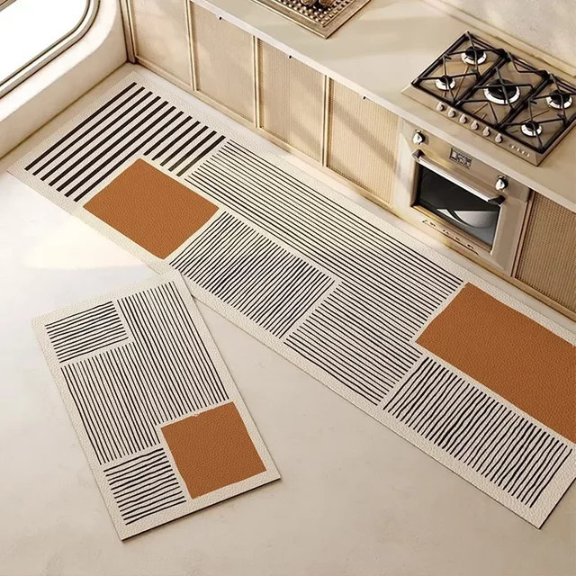 VIKAMA Küchenbodenmatte in Braun, wasserdichter und rutschfester Teppich im japanischen Design - Bild 1