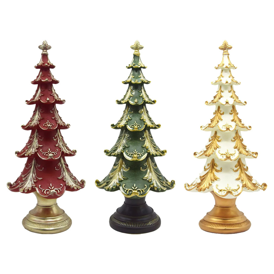 Homyl Weihnachtsbaum Statue aus Keramik in Grün als Desktop-Dekoration und Tischdekoration - Bild 2