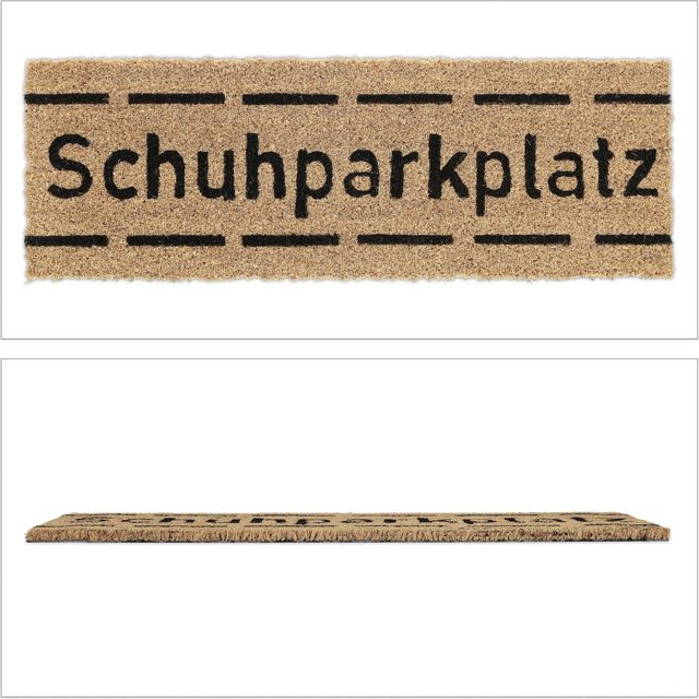 Relaxdays Schuhparkplatz Fußmatte aus Kokosfaser in Schwarz und Braun, rutschfest und wetterfest, B/T/H: 75 x 75 x 1,5 cm - Bild 1