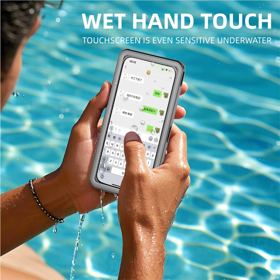 Wasserdichte Handyhülle von shellbox in Transparent/Purple für 6,9 Zoll Modelle, geeignet zum Schwimmen und Tauchen bis 15 Meter Tiefe - Bild 4
