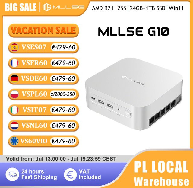 Mllse Mini-PC G10 Gaming Desktop mit AMD Ryzen 7, 24GB DDR5 RAM, 1TB SSD und Windows 11 Pro, inklusive Wi-Fi und Bluetooth - Bild 1