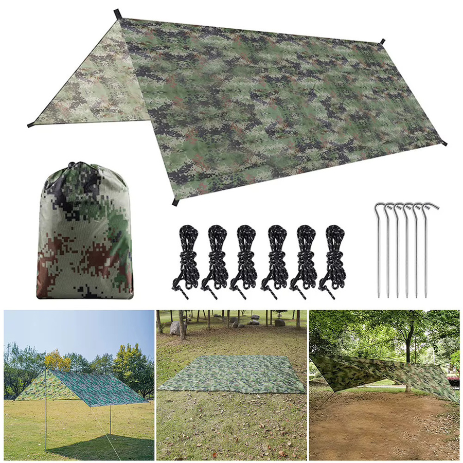 LAIMANEI Markisen-Sonnenschutz aus wasserdichtem 210T Polyester in Tarnmuster, faltbares und ultraleichtes Vordach für Picknick und Outdoor-Ausrüstung, Multicolour - Bild 3