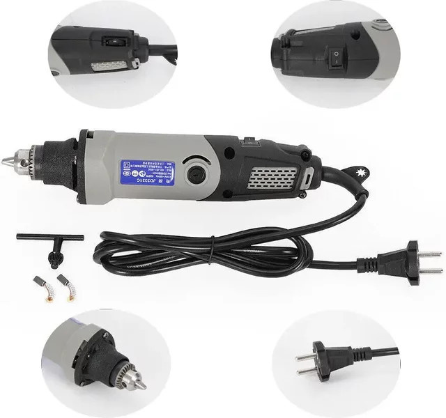 Mini-Elektroschleifer mit 400 W und variabler Geschwindigkeit, 28000 U/min, graues Bohrstabschleifer-Set mit 6 Schleifmaschinen für Schnitzarbeiten, 220 V - Bild 1