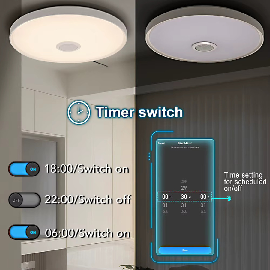 Morden Tuya Smart RGB Deckenleuchte mit Lautsprecher, 45W dimmbare LED-Rundlampe in Weiß mit App- und Fernbedienungssteuerung für Wohnzimmer und Schlafzimmer - Bild 4