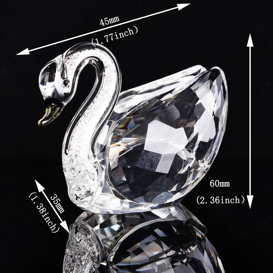 Yiran Furniture Schwan-Kristallfigur als Glasornament und Briefbeschwerer in Pink, Transparent und Blau - Bild 1