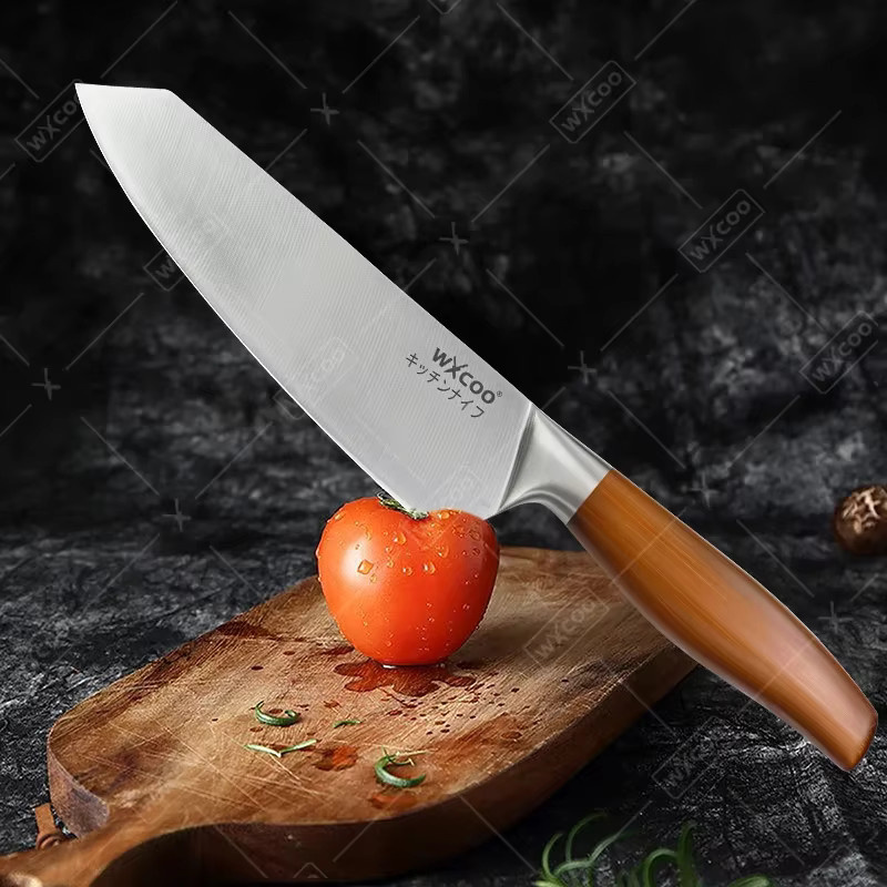WXCOO Profi Küchenmesser-Set aus Edelstahl in Silber mit Holzdetails inklusive Schere, Schäler und Schneidebrett - Bild 3