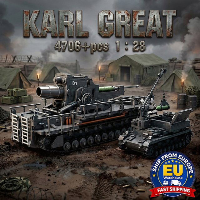 M MENBIS Karl Mortar Schwerer Panzer, Fahrzeugmodell, 4.706 Teile, 1:28 - Bild 1