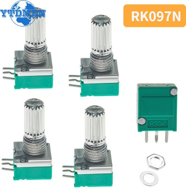 5er Set YTDMEN RK097N Potentiometer 3-Pin Audio-Welle 15mm für Verstärker - Bild 1