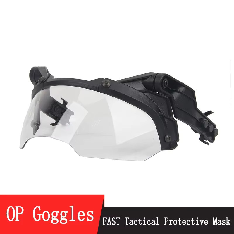 Taktische Schutzbrille mit 90 Grad Schnellverschluss für AF-Helme, abnehmbar, Anti-Fog und Anti-Riot, Farbe: Grün, Glas: Transparent - Bild 3