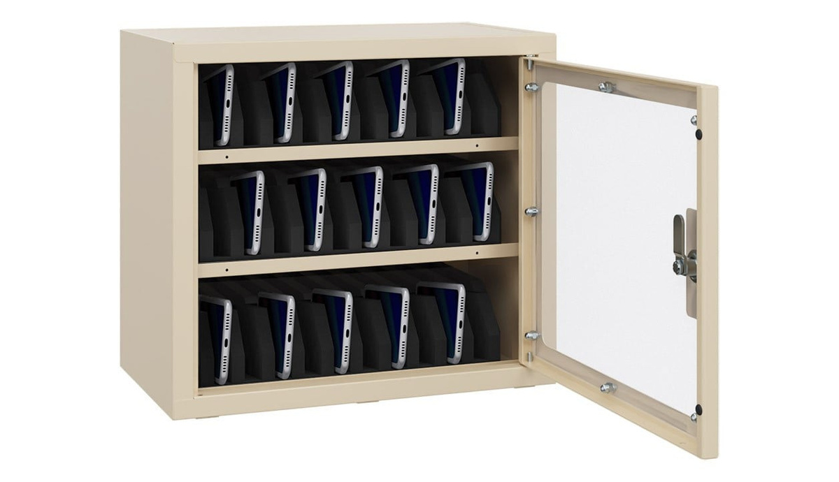 Handysafe Aufbewahrungsschrank BIGBOXX in Beige mit Glastüren und Metallgehäuse - Bild 1