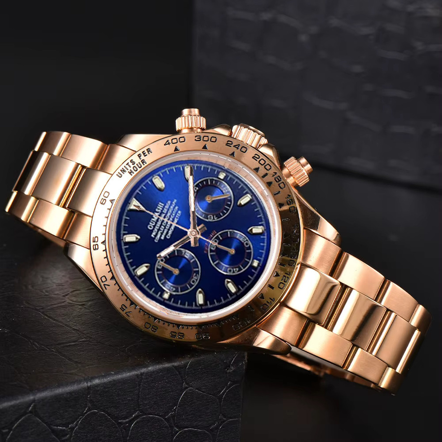 OUMASHI Chronograph, Blau, Gold, Automatik, 39,3 mm, Herren - Bild 3