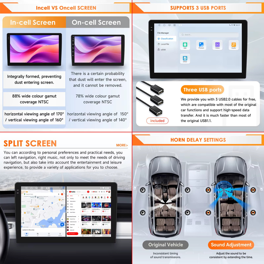 Hizpo Carplay Android Auto Multimedia-GPS-Player für Toyota Prius 3 2009 - 2015, 2Din Stereo mit 4G und 360-Kamera, Snapdragon 6115, Schwarz - Bild 6