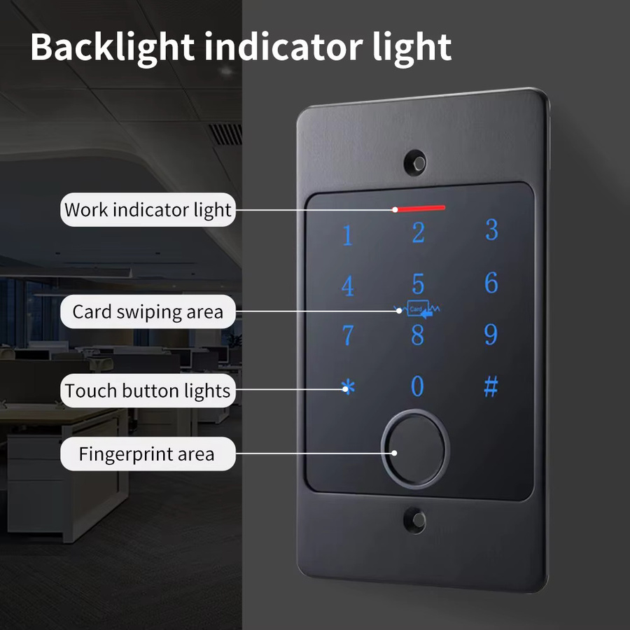 LUCKING DOOR Metall Fingerabdruck-Zutrittskontrolle mit Tuya App WIFI und Tastatur in Schwarz für die eingebettete Installation - Bild 3