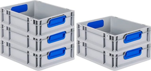 PROREGAL Spar Set 5x Eurobox Nextgen Color Transportboxen mit Griffen, Blau, H x B x T: 12 x 30 x 40 cm, 11 Liter - Bild 1