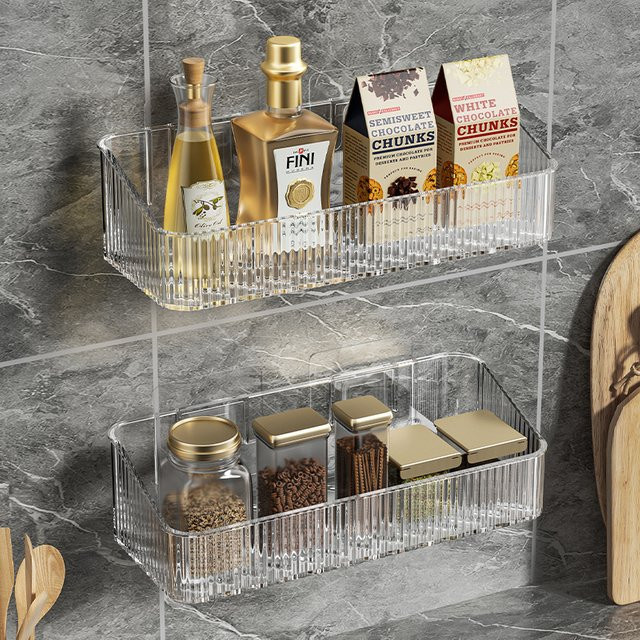 JETTING Eck-Wandregal für das Badezimmer aus Kunststoff, transparent, wandmontiert ohne Bohren - Bild 1
