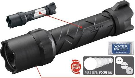 Coast Polysteel 600 LED Taschenlampe in Schwarz aus Edelstahl und Kunststoff mit 300lm und IPX8 Schutzart - Bild 1