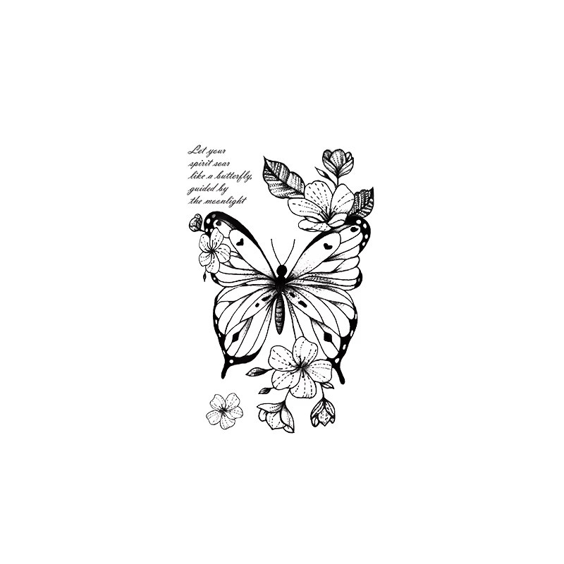 JKCODE TATTOO Semi-permanente Tattoos, Hibiskusblüten und Schmetterlinge, Damen - Bild 5