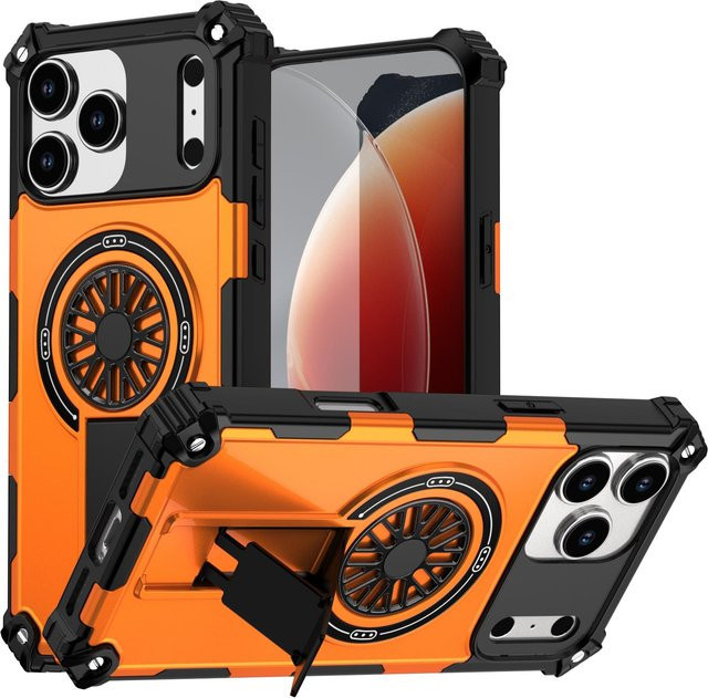 ANAISUFEI Robuste Rüstung Handyhülle mit magnetischer kabelloser Ladehalterung für iPhone 16 16e 15 14 13 12 Pro Max Plus in Orange - Bild 1