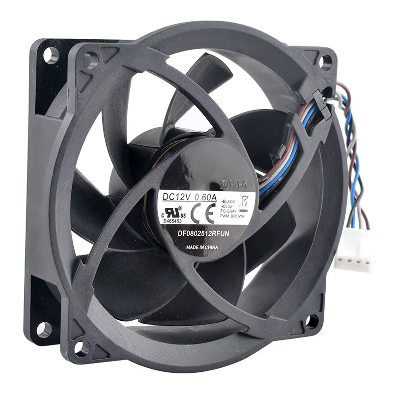 ANCHAOPU Hochgeschwindigkeits-Lüfter DF 0802512 RFUN Schwarz, 80 mm, 4500 U/min, 4-polig PWM, DC12 V, 7,2 W für PC-Gehäuse und CPU-Kühler - Bild 4