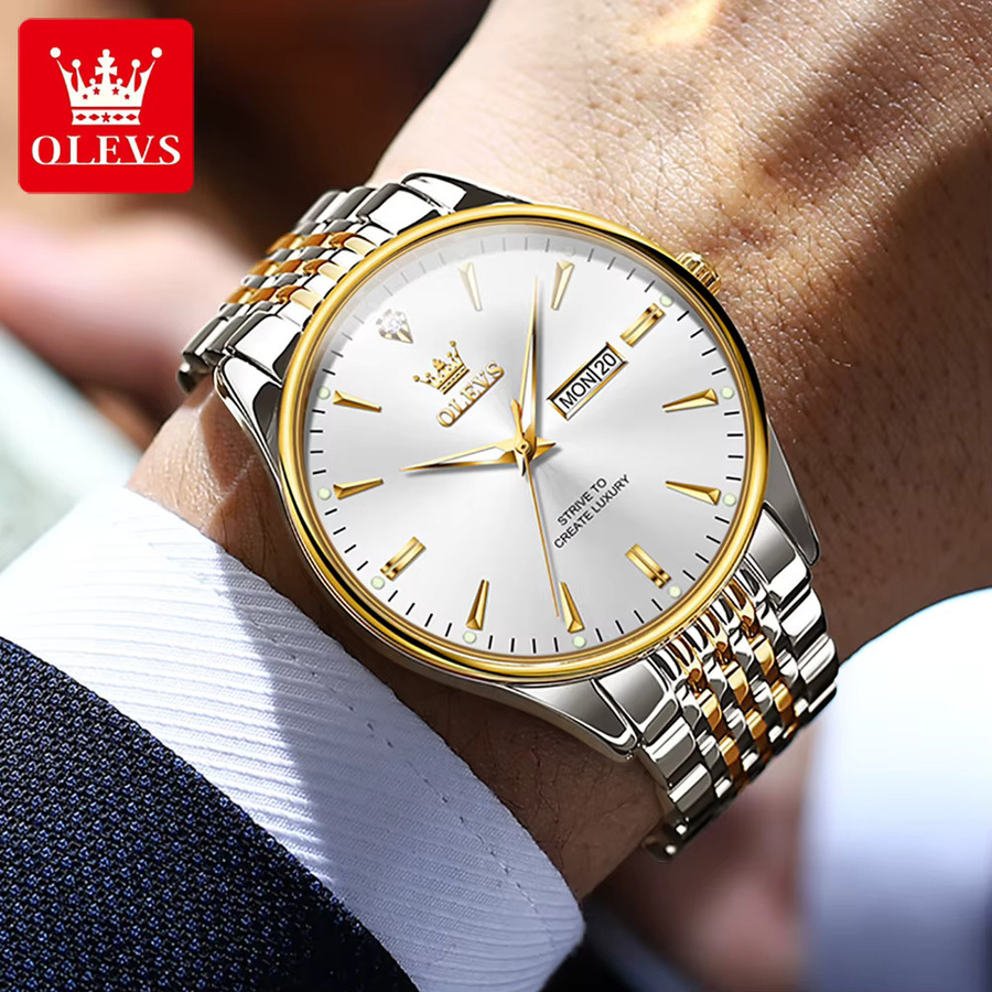 OLEVS Armbanduhr Quarz, Edelstahl, Roségold, Herren - Bild 2