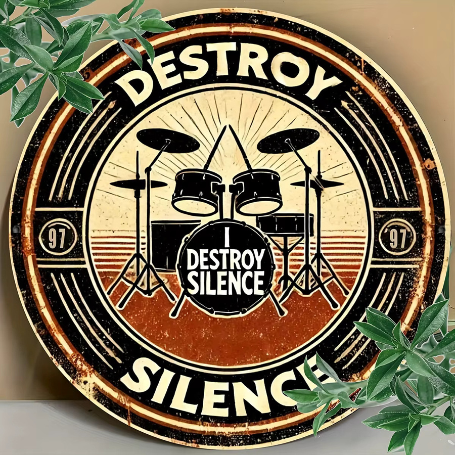 Potdemiel Vintage-Aluminiumschild Destroy the Silence in Multicolour, B/H: 19,81 x 19,81 cm - Bild 3