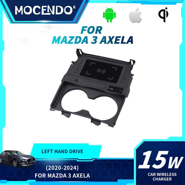 MOCENDO Kabelloses Schnelllade-Ladegerät und Handyhalterung für Mazda 3 Axela BP 2020-2024 in Schwarz - Bild 1