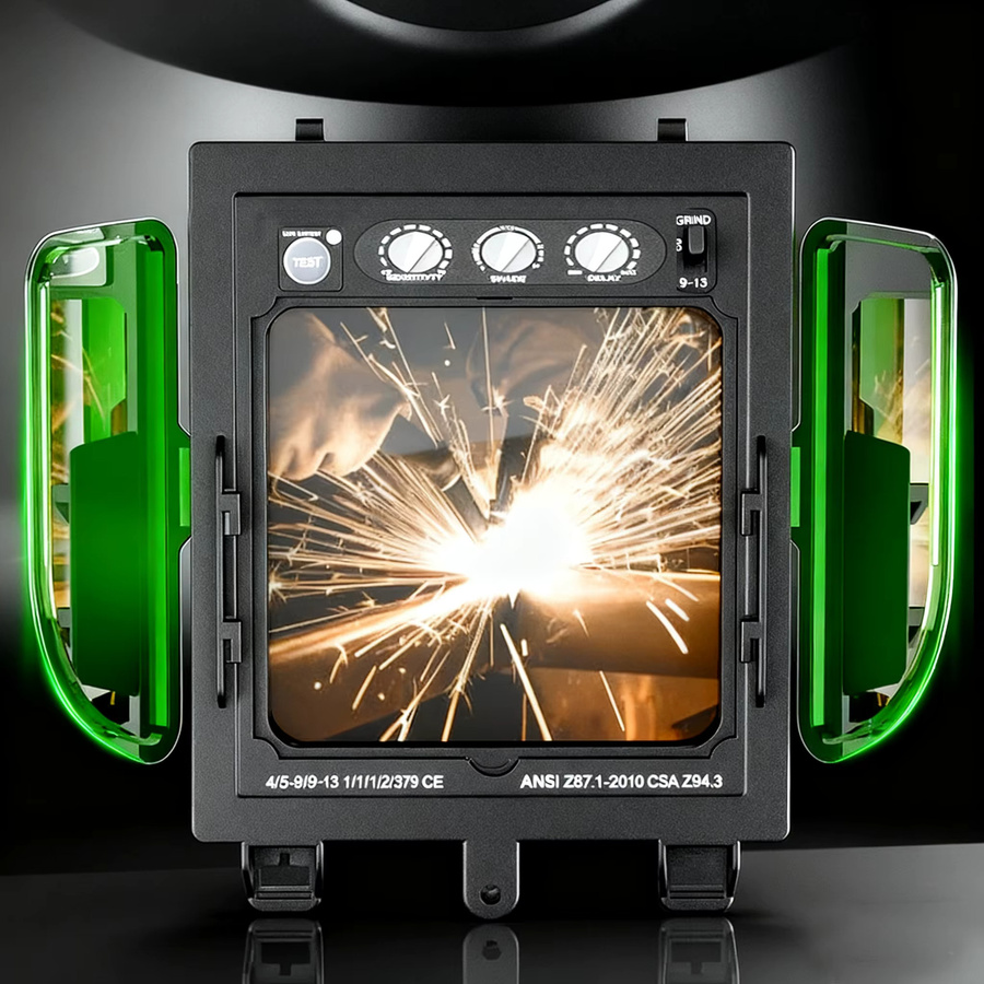 SAFEUP Automatisch verdunkelnder Schweißhelm mit 4 Sensoren und 180° Panorama-Seitenansicht Schweißmaske mit Filterlinse - Bild 5