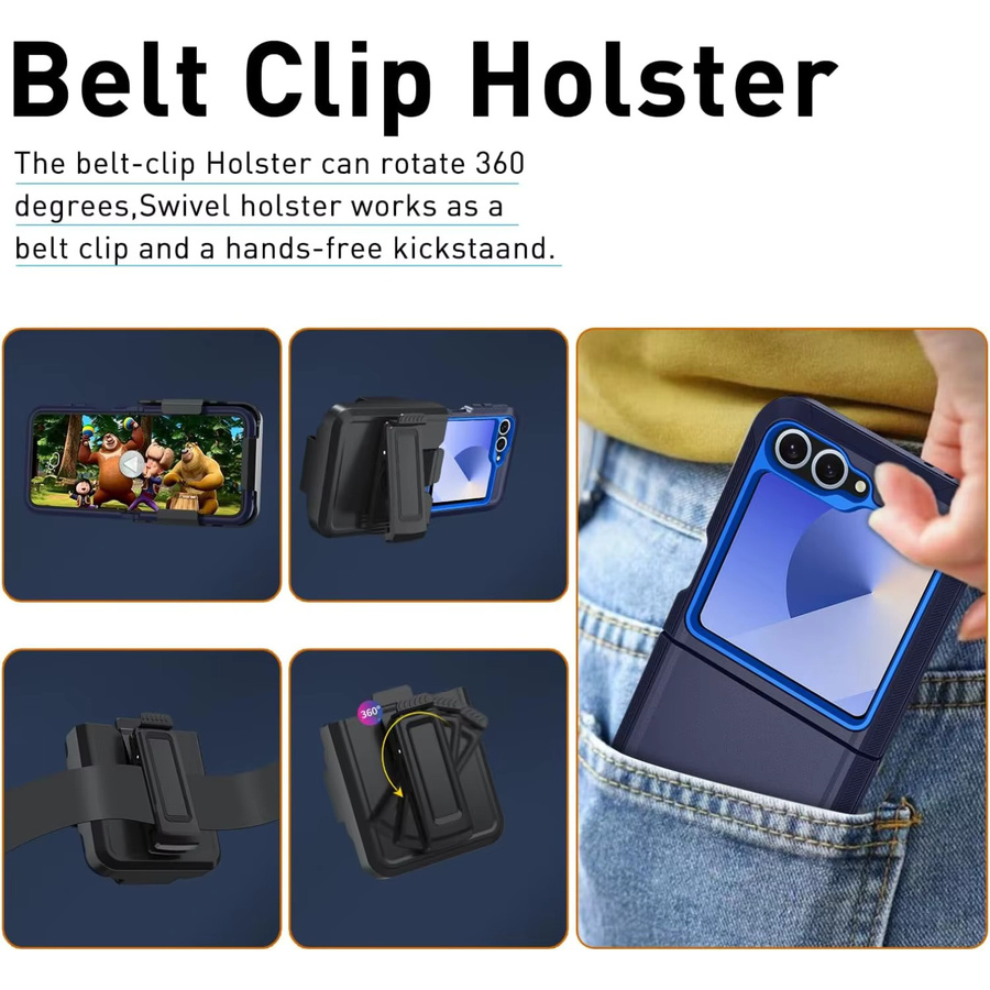 Robuste Handyhülle für Samsung Galaxy Z Flip in Schwarz mit Gürtelclip und stoßfester Hartschale - Bild 3