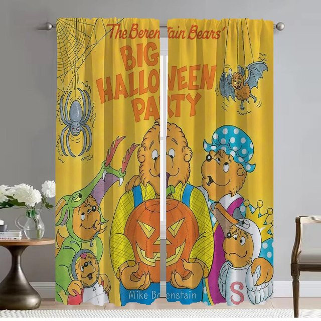 Berenstain Bears Fenstervorhänge für dein Zimmer, 2 Paneele, Gelb, Breite: 50 cm, Höhe: 70 cm - Bild 1
