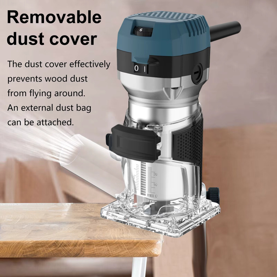 TKKEACE Elektrische Fräsmaschine mit 350W und 29000RPM, 6-Gang Handgeführter Holzkantenfräser Trimmer in Blau - Bild 4