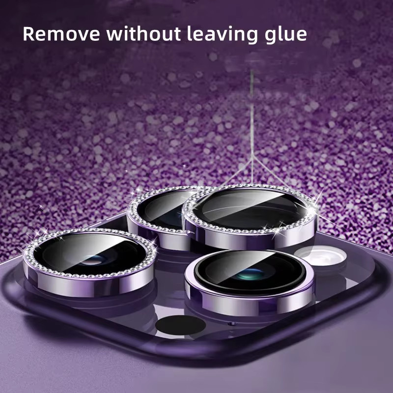 2-3 Stück Kamera Schutz Set für iPhone 15 und 16 Pro Max / Plus mit Diamant Metall Ring und gehärtetem Glas in Gold und Silber - Bild 2