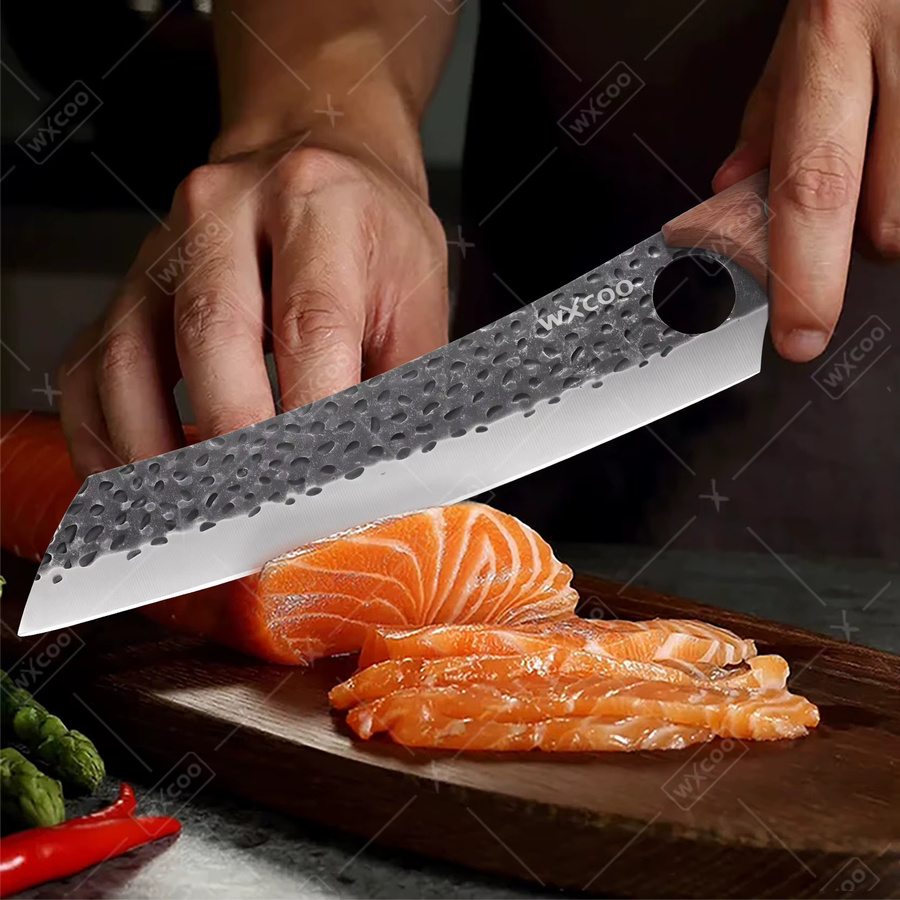 WXCOO Handgeschmiedetes Ausbeinmesser aus Edelstahl in Silber mit Holzgriff zum Schneiden von Fischfleisch und Fleisch - Bild 2