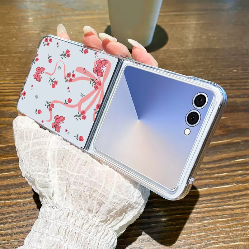 Samsung Galaxy Z Flip Klapphülle mit Kirschblütenmuster in Transparent aus hartem PC - Bild 1