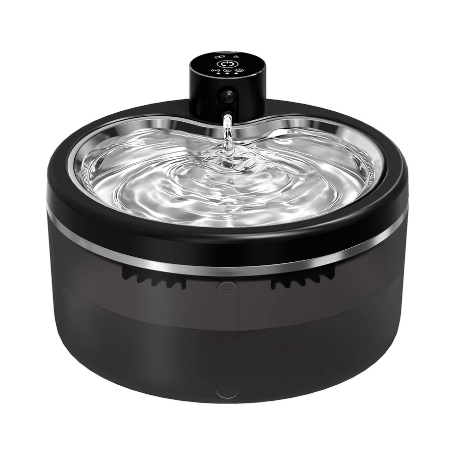 LABEKA Kabelloser Katzenwasserbrunnen in Schwarz mit Edelstahlwanne, 3L Fassungsvermögen, geräuscharmer Haustier-Wasserspender mit intelligenter Sensorik und 4000mAh Akku - Bild 6