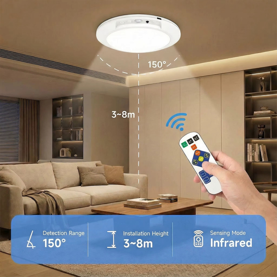 AITHEA LED-Deckenleuchte in Weiß mit Bewegungssensor, Fernbedienung und Magnetfunktion, wiederaufladbare kabellose Wandlampe als Nachtlicht mit USB Typ-C - Bild 2