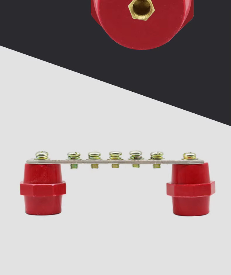 10 Stück Rote Harz-Isolatoren von RIERPSI für Hoch- und Niederspannung, Nullleitungs-Reihenisolator M6 / M8 für Verteilerkästen - Bild 3