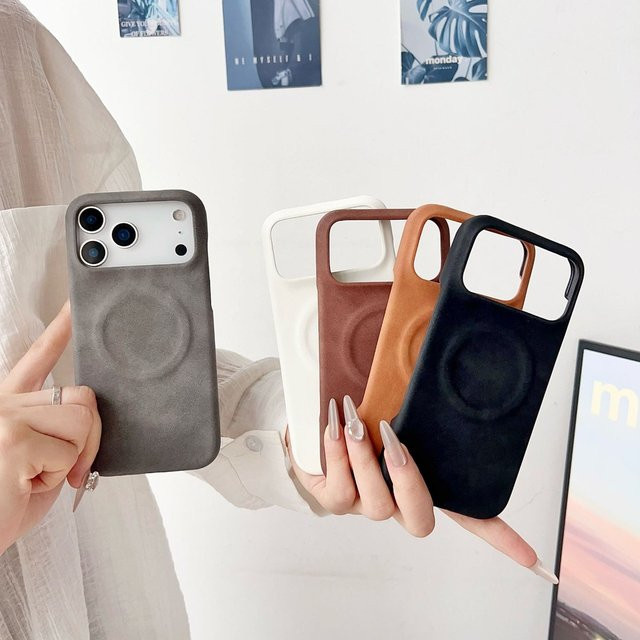 LICOERS Magnetische Lederhülle für iPhone 17 Pro Max und iPhone 17 Pro, stoßfeste mattierte Schutzhülle mit Luftabdeckung in Schwarz - Bild 1