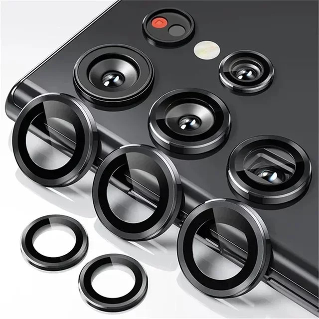 Samsung Kamera-Metallring mit Objektivschutz aus gehärtetem Glas für Galaxy S23 S24 S25 S26 Ultra FE Plus in Schwarz - Bild 1
