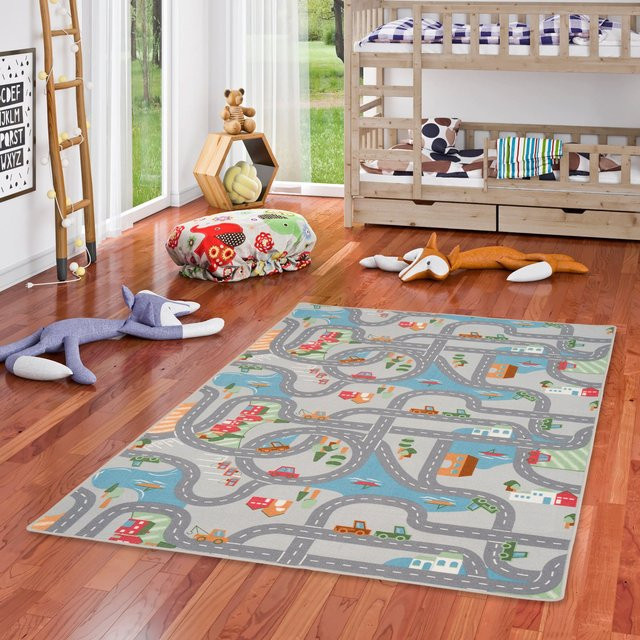 Snapstyle Kinder Spiel Straßenteppich Fun Town in Multicolour, handgetuftet aus Polypropylen - Bild 1