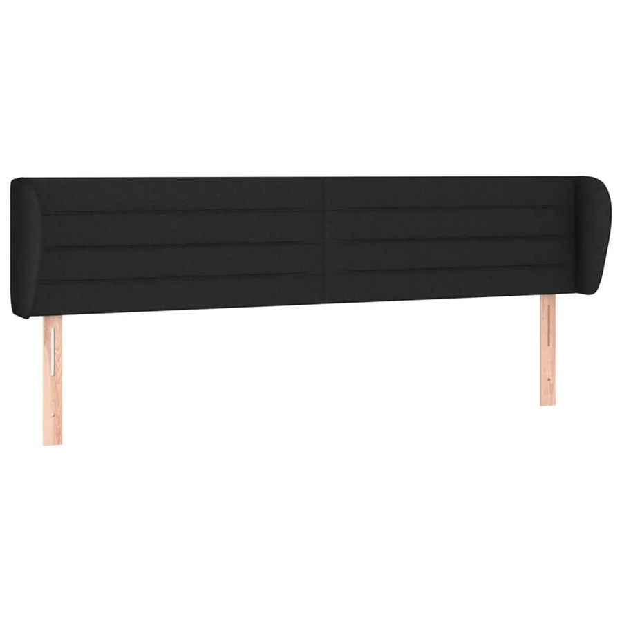 vidaXL Kopfteil mit Ohren in Schwarz aus Stoff, Breite: 203 cm, Tiefe: 23 cm, Höhe: 78-88 cm - Bild 2