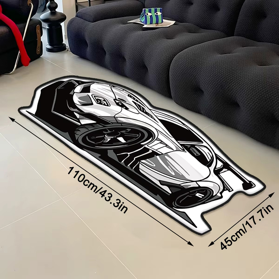 VIKAMA Kreativer Teppich im Sportwagen-Design, rutschfest und waschbar, Mehrfarbig - Bild 2