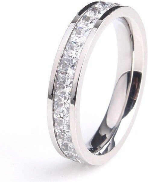 Ring Doppel Kristall, Roségold, Edelstahl, Zirkonia, Damen - Bild 1