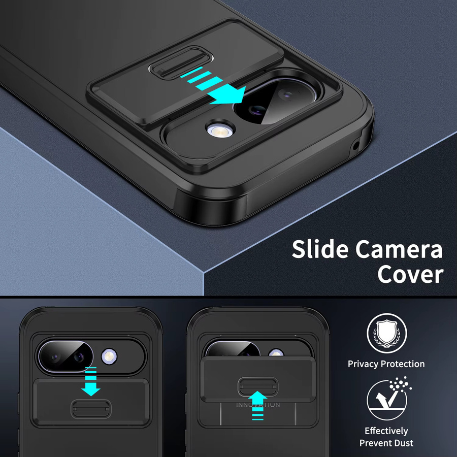 Schutzhülle mit Kameraabdeckung für Google Pixel 9A und 6A sowie 7 Pro in Schwarz, kabelloses Laden möglich - Bild 2