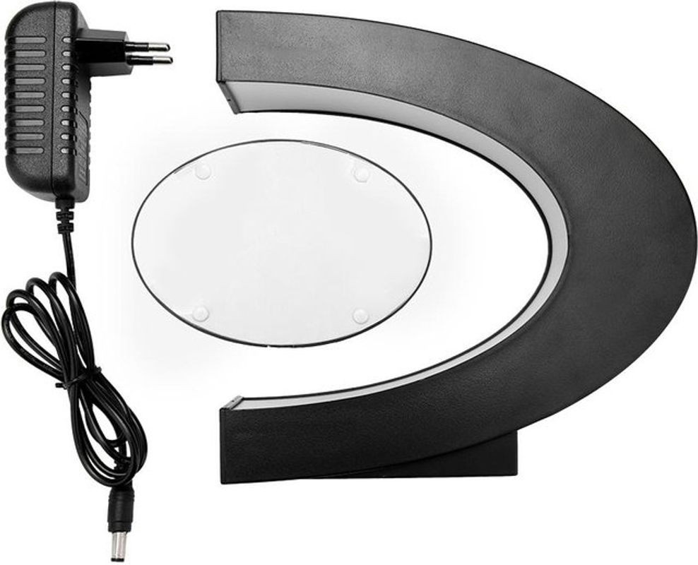 KONNWEI Magnetischer Schwebender Bilderrahmen in C-Form mit LED-Beleuchtung, Tischaufsteller für moderne Dekoration, Breite: 30 cm, Höhe: 20,8 cm, Tiefe: 4,4 cm - Bild 1
