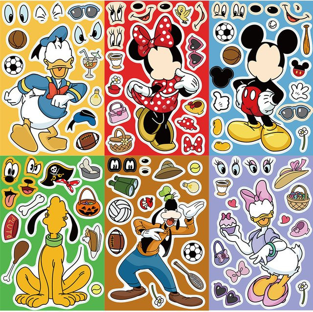 Disney Mickey Minnie Make-a-Face Puzzle-Aufkleber, 16-teiliges Set - Bild 1