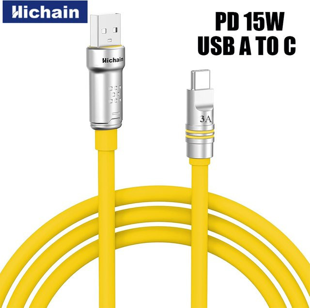 Hichain USB-A zu USB-C Schnellladekabel aus weichem Flüssigsilikon in Pink - Bild 1